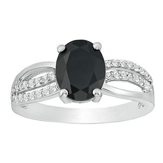 Gemminded Sterling Silver Black Onyx & White Topaz Accent Ring