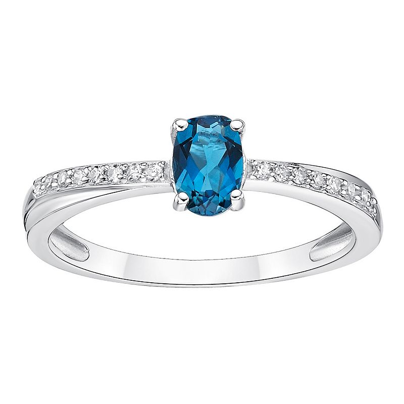 Gemminded Sterling Silver London Blue Topaz & Diamond Accent Ring, Womens,