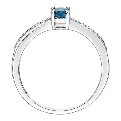 Gemminded Sterling Silver London Blue Topaz & Diamond Accent Ring