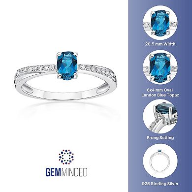 Gemminded Sterling Silver London Blue Topaz & Diamond Accent Ring