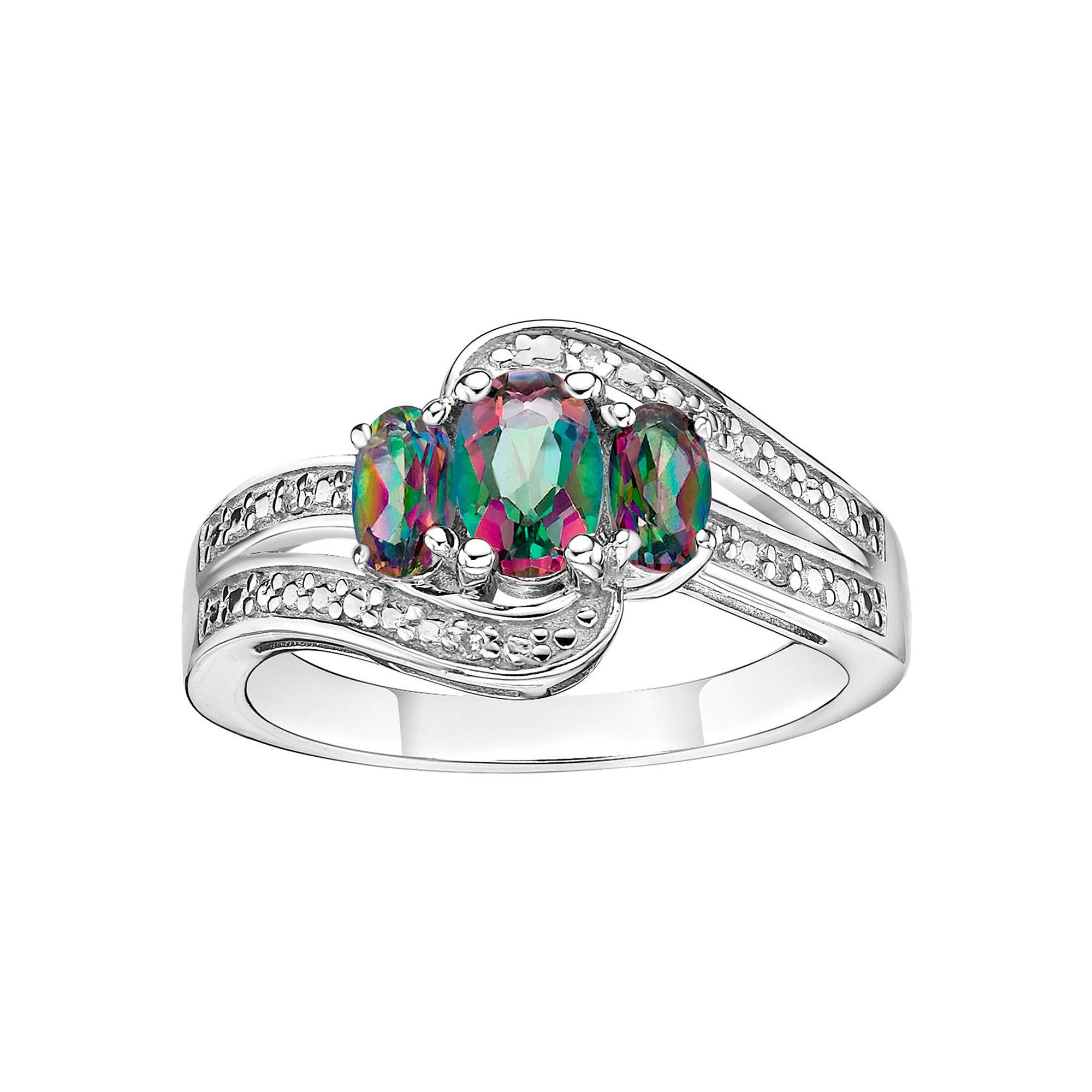 Gemminded Sterling Silver Mystic Topaz & White Topaz Accent Ring, Womens, 
