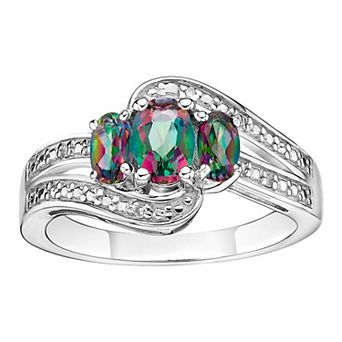 Gemminded Sterling Silver Mystic Topaz & White Topaz Accent Ring