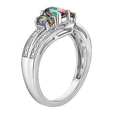 Gemminded Sterling Silver Mystic Topaz & White Topaz Accent Ring