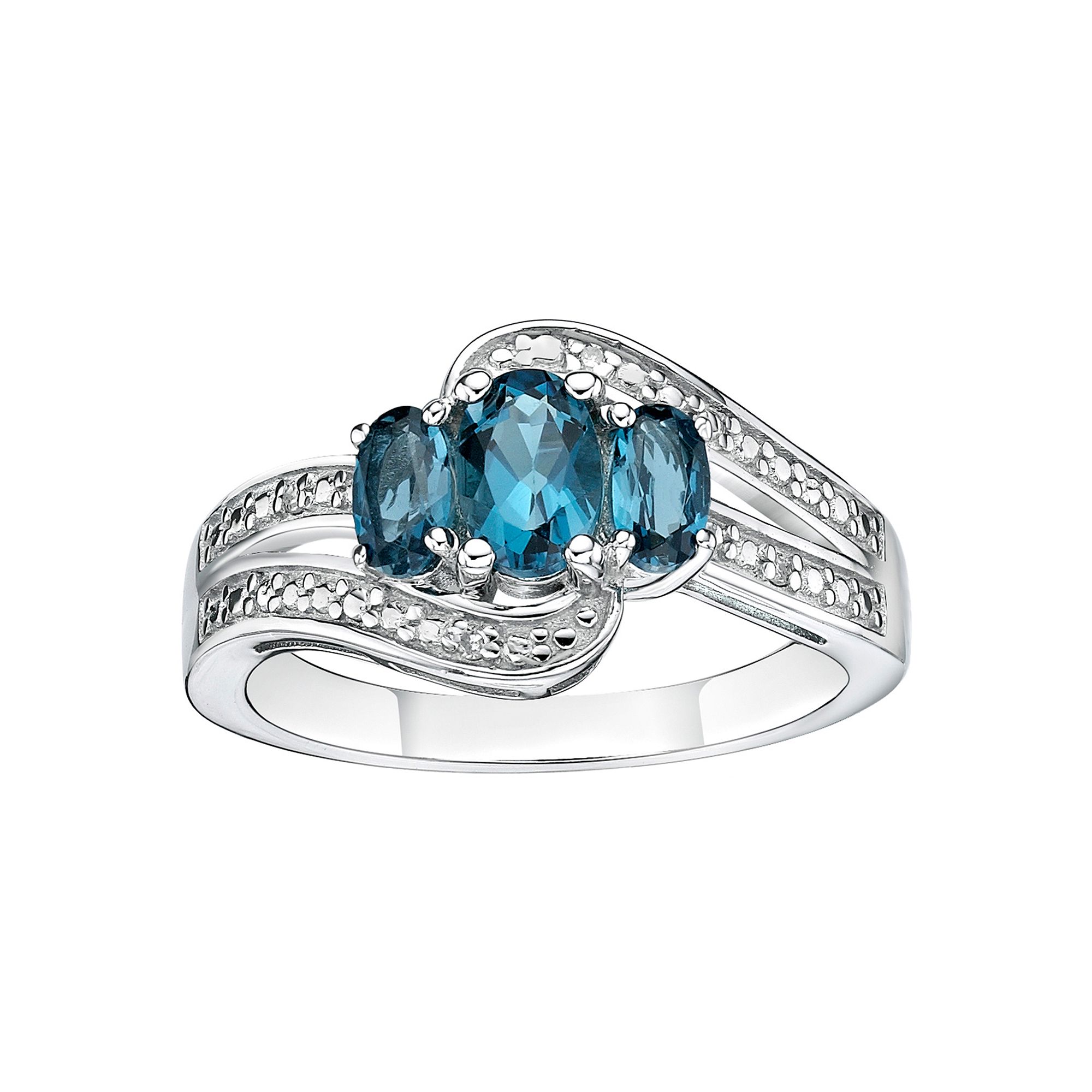 Gemminded Sterling Silver London Blue Topaz & Diamond Accent Ring, Womens,