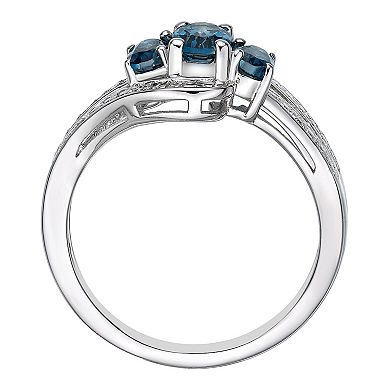 Gemminded Sterling Silver London Blue Topaz & Diamond Accent Ring