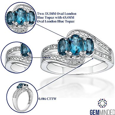 Gemminded Sterling Silver London Blue Topaz & Diamond Accent Ring