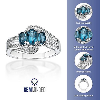 Gemminded Sterling Silver London Blue Topaz & Diamond Accent Ring