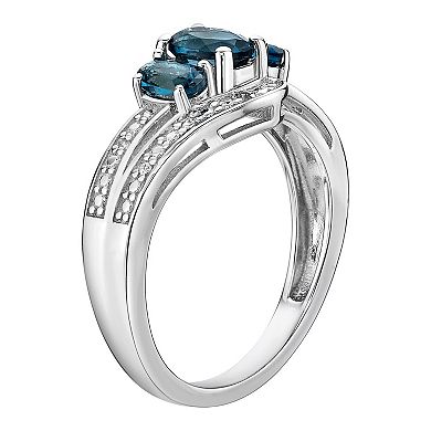 Gemminded Sterling Silver London Blue Topaz & Diamond Accent Ring