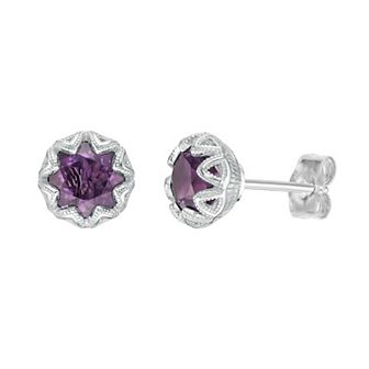 Gemminded Sterling Silver Amethyst Stud Earrings