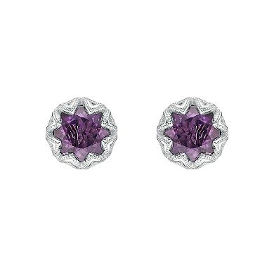 Gemminded Sterling Silver Amethyst Stud Earrings