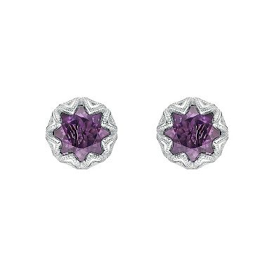 Gemminded Sterling Silver Amethyst Stud Earrings