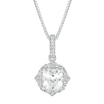 Gemminded Sterling Silver Lab-Created White Sapphire Pendant Necklace