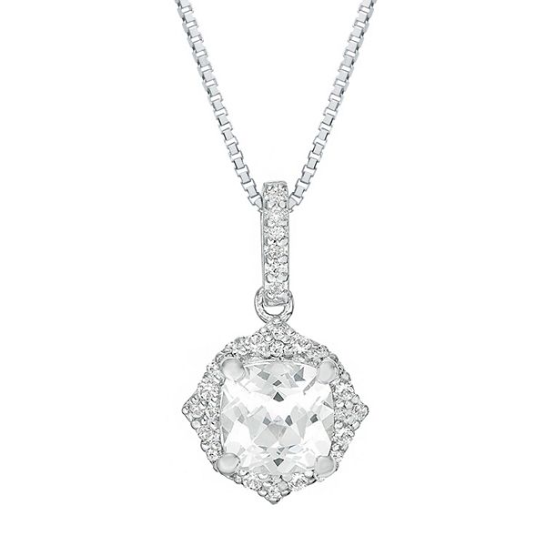 Gemminded Sterling Silver Lab-Created White Sapphire Pendant Necklace