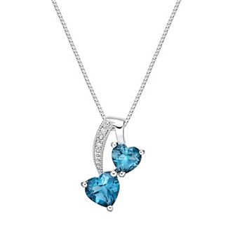 Gemminded Sterling Silver London Blue Topaz & Diamond Accent Pendant Necklace