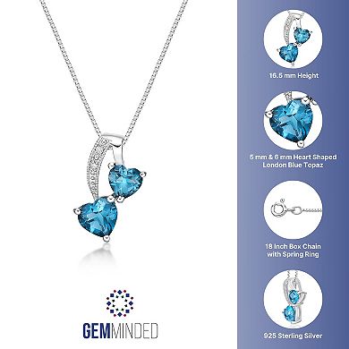 Gemminded Sterling Silver London Blue Topaz & Diamond Accent Pendant Necklace