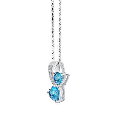 Gemminded Sterling Silver London Blue Topaz & Diamond Accent Pendant Necklace