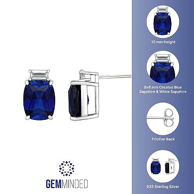 Gemminded Sterling Silver Lab-Created Sapphire & Lab-Created White Sapphire Accent Drop Earrings