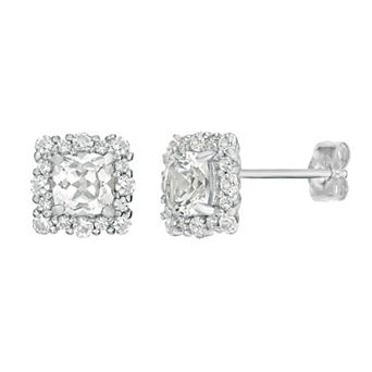 Gemminded Sterling Silver Lab-Created White Sapphire Earrings