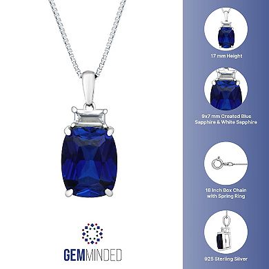Gemminded Sterling Silver Lab-Created Sapphire & Lab-Created White Sapphire Accent Pendant Necklace