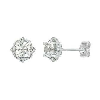 Gemminded Sterling Silver Lab-Created White Sapphire Stud Earrings