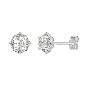 Gemminded Sterling Silver Lab-Created White Sapphire Stud Earrings