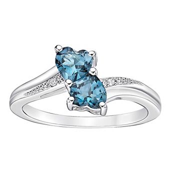 Gemminded Sterling Silver London Blue Topaz & Diamond Accent Ring