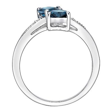 Gemminded Sterling Silver London Blue Topaz & Diamond Accent Ring