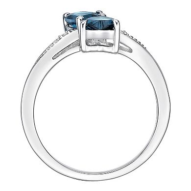 Gemminded Sterling Silver London Blue Topaz & Diamond Accent Ring
