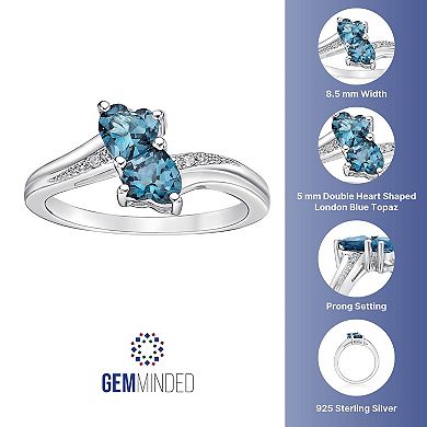 Gemminded Sterling Silver London Blue Topaz & Diamond Accent Ring