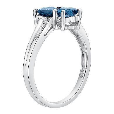 Gemminded Sterling Silver London Blue Topaz & Diamond Accent Ring