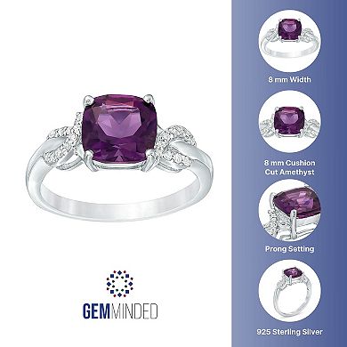 Gemminded Sterling Silver Amethyst & Diamond Accent Ring