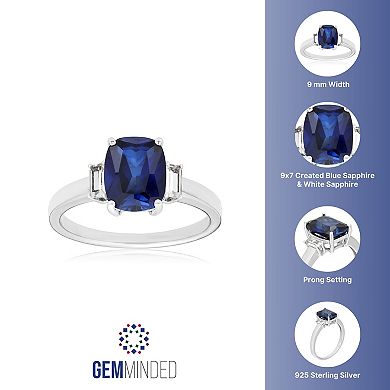 Gemminded Sterling Silver Lab-Created Sapphire & Lab Created White Sapphire Accent Ring