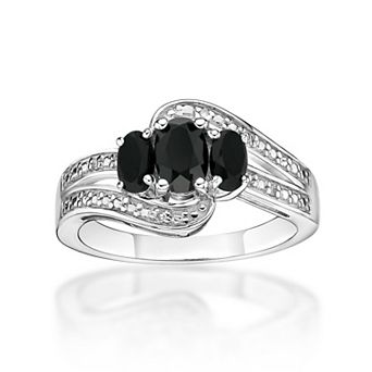 Gemminded Sterling Silver Black Onyx & White Topaz Accent Ring