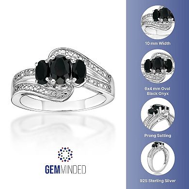 Gemminded Sterling Silver Black Onyx & White Topaz Accent Ring