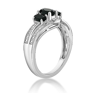 Gemminded Sterling Silver Black Onyx & White Topaz Accent Ring