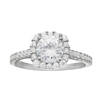 PRIMROSE Sterling Silver Cubic Zirconia Square Halo Ring