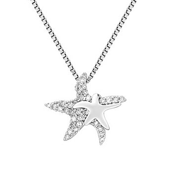 Gemminded Sterling Silver 1/10 Carat T.W. Diamond Starfish Pendant Necklace