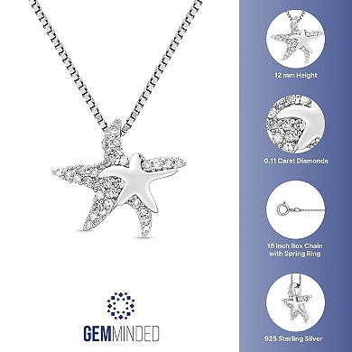 Gemminded Sterling Silver 1/10 Carat T.W. Diamond Starfish Pendant Necklace