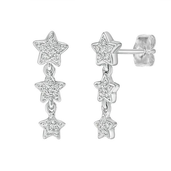 Gemminded Sterling Silver 1 8 Carat T W Diamond Star Drop Earrings