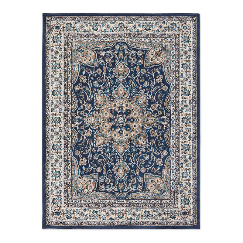 Home Dynamix Tremont Magnolia Traditional Medallion Area Rug  Navy Blue/Ivory  6 6 x9 6