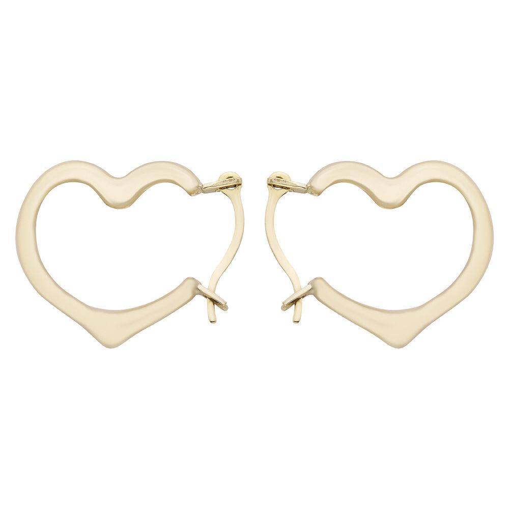 14kt Gold Romantic Heart-Shaped Hoop Earrings