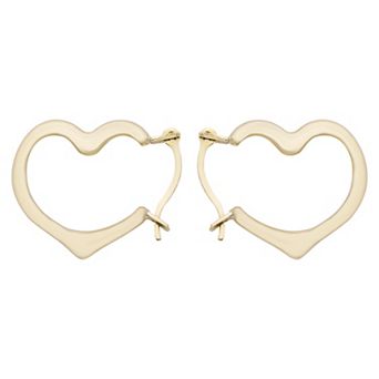 A&M 14k Gold Heart Hoop Earrings