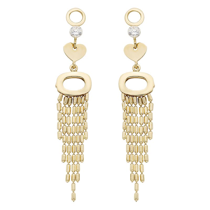 14k Gold Fringe Drop Earrings, Womens