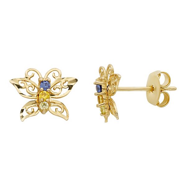 Butterfly Earrings Earrings Snap Back 14 K Gold Earrings Gift For Her Butterfly Gold Earrings Earrings For Her Yellow Gold Earrings