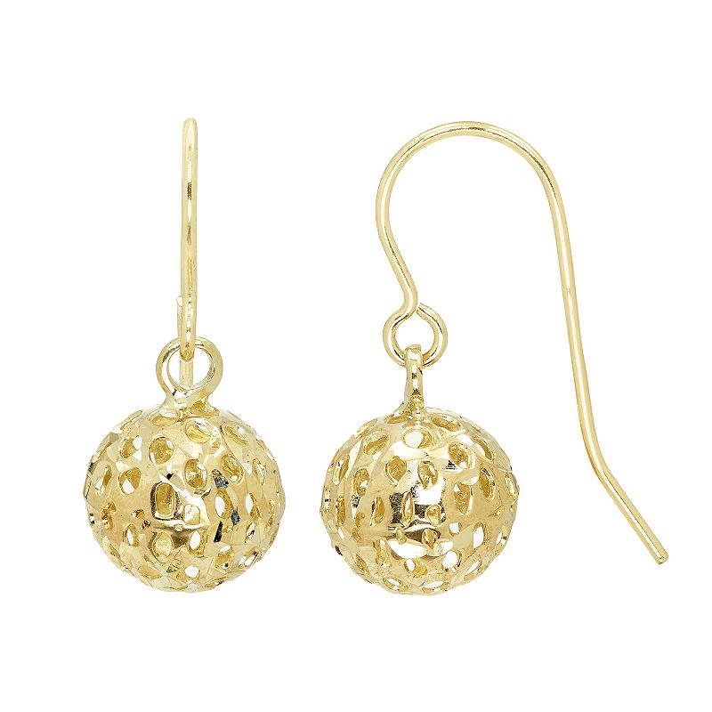 14k Gold Dangle Ball Earrings, Womens