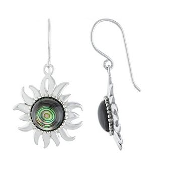 Athra NJ Inc Sterling Silver Abalone Sun Drop Earrings