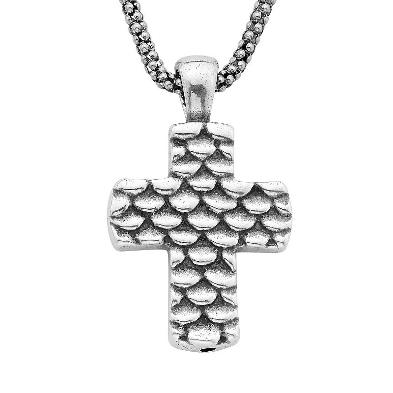 Sterling Silver Scales Cross Necklace, Womens, Size: 18