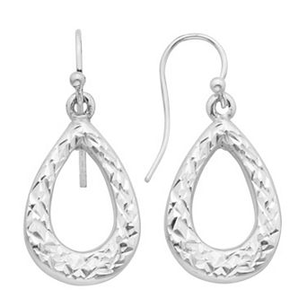 Sterling Silver Pear Shaped Hoop Earrings