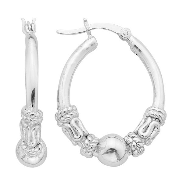 Sterling Silver Bali Hoop Earrings