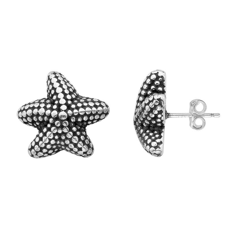 Sterling Silver Starfish Stud Earrings, Womens